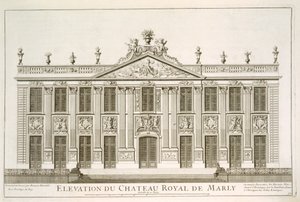 Elevación del Château Real en Marly, c.1720s de Jean Francois Blondel